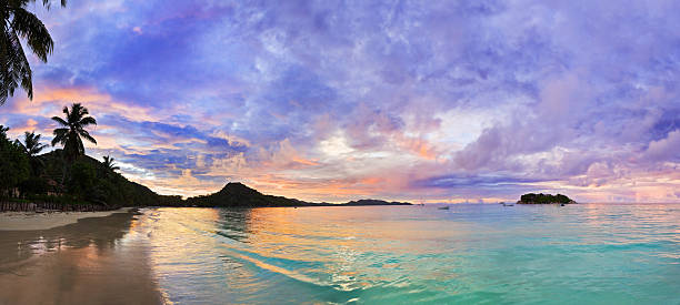 istock Tropical beach Cote d'Or at sunset, Seychelles 497510864