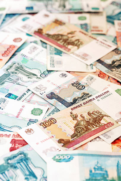 istock Heap of Russian rubles bills 497513289