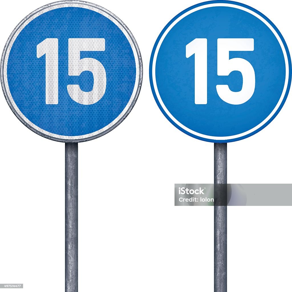 Dwa niebieskie minimalny limit prędkości 15 Okólnik Droga życiowych - Grafika wektorowa royalty-free (Bez ludzi)