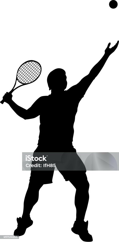tennis illustration of tennis player with ball and racket isolated Service stock vector