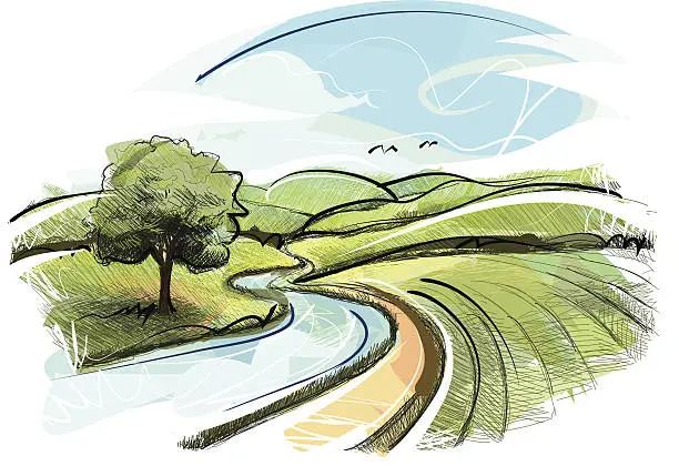 Vector illustration of Landscape sketch