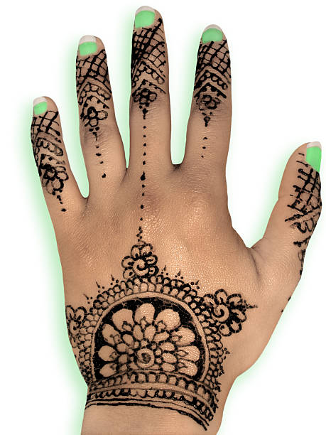 istock Henna mehendi design - isolated green nails and shadow 497515321