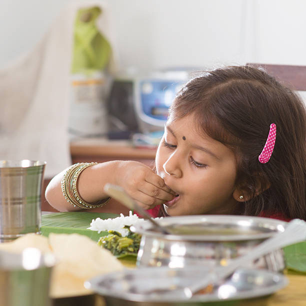 Indian Child Eating Breakfast