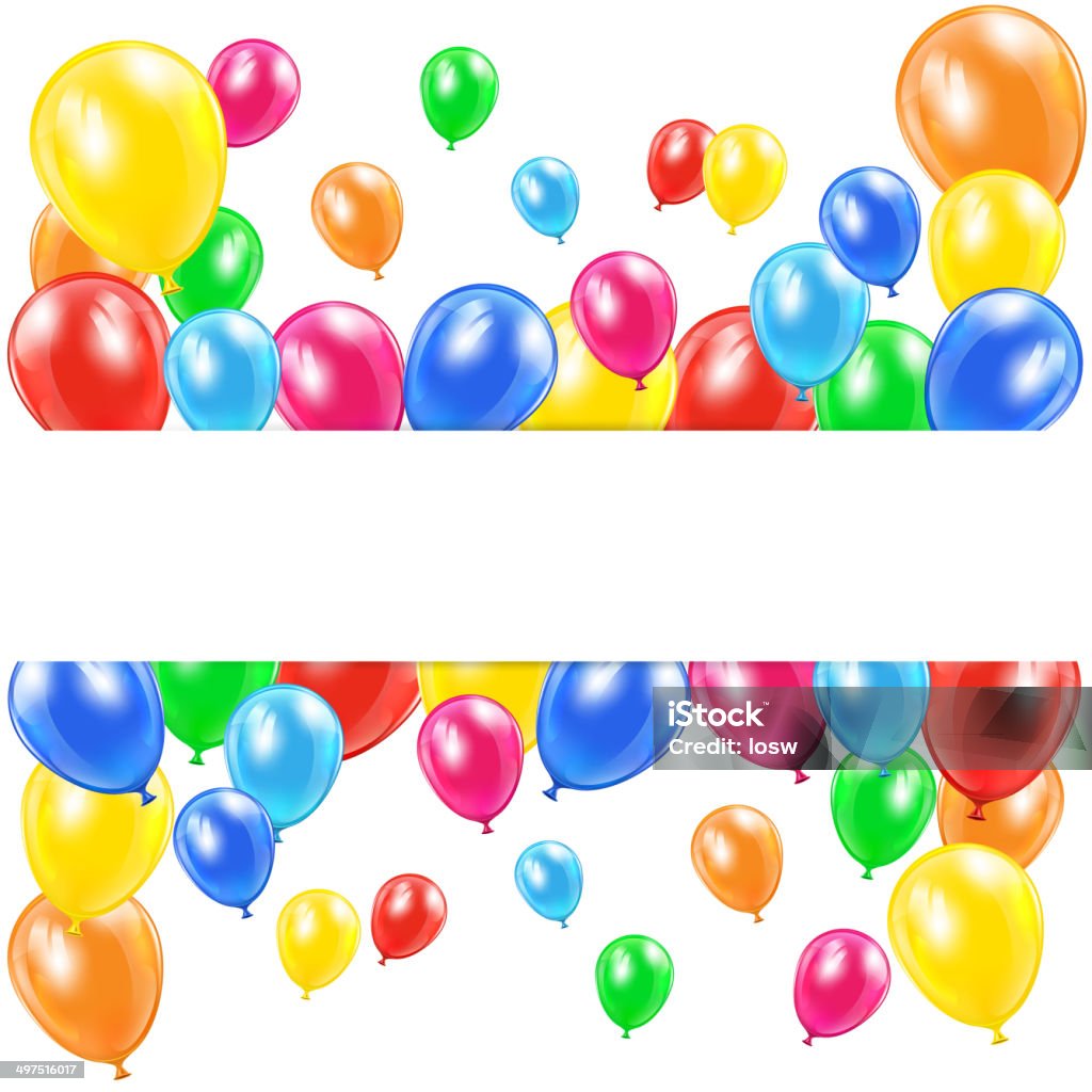Balloons background Holiday balloons and banner on white background, illustration. Anniversary stock vector