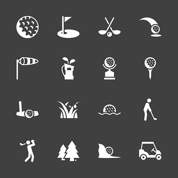 ゴルフのアイコンホワイトシリーズ - golf club golf iron isolated点のイラスト素材／クリップアート素材／マンガ素材／アイコン素材