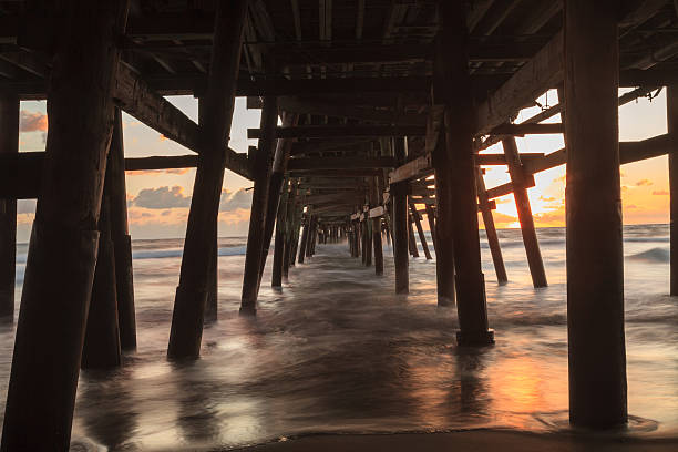 Under the San Clemente pier at sunset