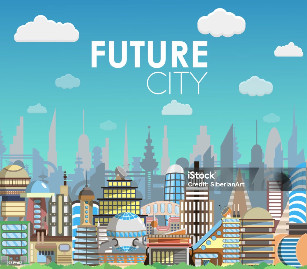 Ilustración de Futuro De La Ciudad Paisaje De Dibujos Animados Vector  Ilustración De Moderno Edificio y más Vectores Libres de Derechos de Ciudad  - iStock