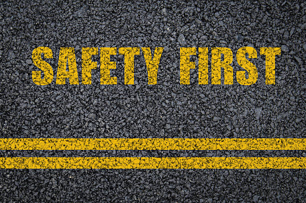 istock Road safety concept: Safety first on asphalt with centre lines 497522138