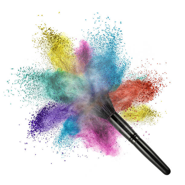 istock Colorful makeup powder splash with brush 497524295