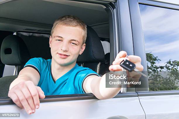 Car Driver Caucasian Teen Boy Showing Car Key Stock Photo - Download Image Now - 16-17 Years, Adult, Adventure