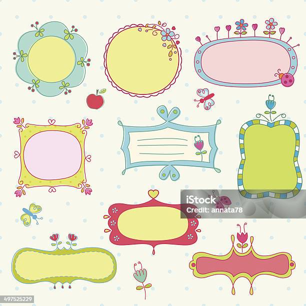 Doodle Frames Stock Illustration - Download Image Now - Abstract, Apple - Fruit, Bird