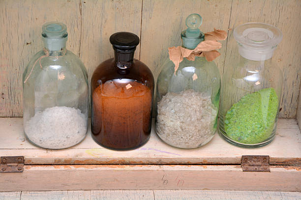 istock Chemical bottles in a row 497525435