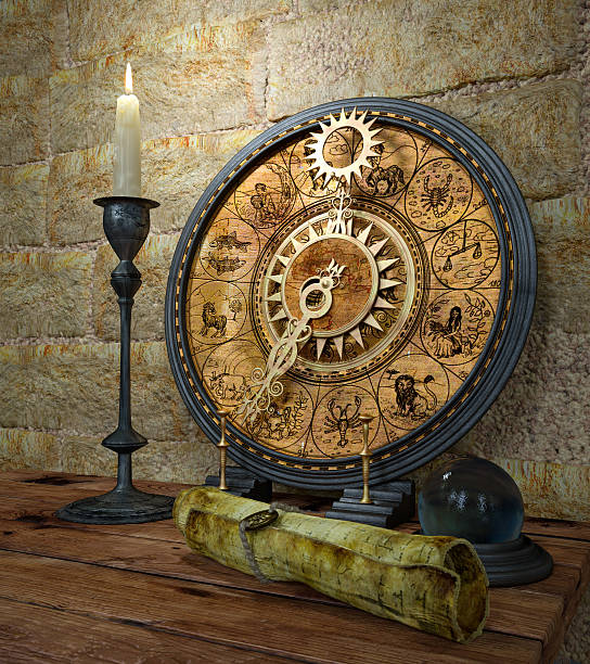 istock concept still life with zodiac sighs and candle 497525625