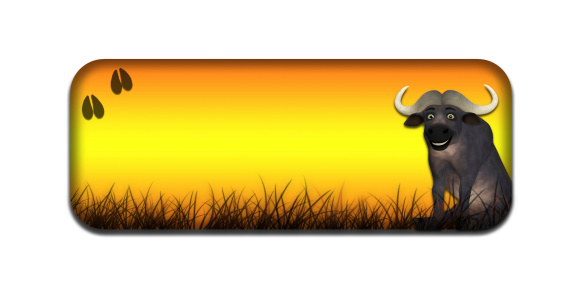 Illustration of a safari themed banner/header with a grass and a buffalo