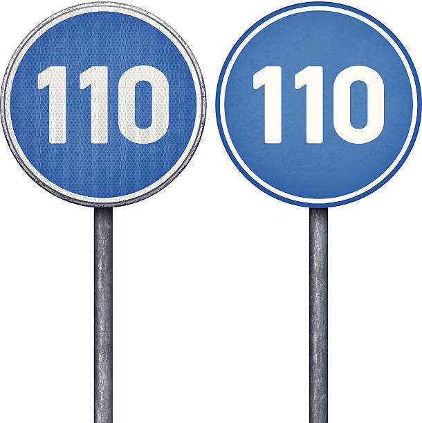 2 つの青色の最低速度制限標識 110 circular road - highway 99点のイラスト素材／クリップアート素材／マンガ素材／アイコン素材