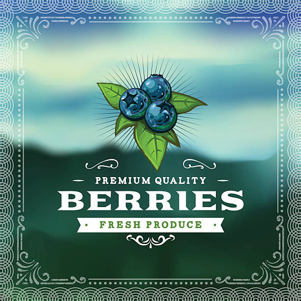 A vintage styled label featuring blueberries. EPS 10 file, layered & grouped, with meshes and transparencies (shadows & overall effects only).