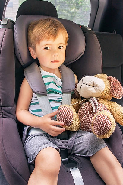 istock Kid is sitting in the safety car seat. 497531145