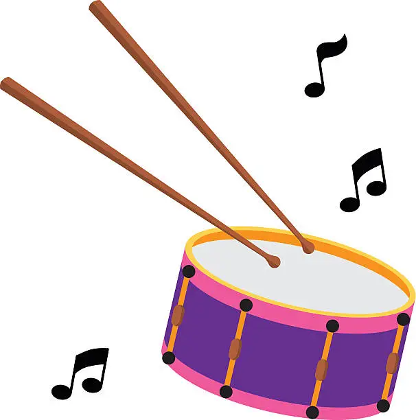 Vector illustration of snare drum and drumsticks