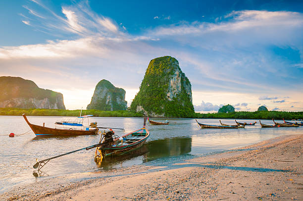 istock Long Tail boat  in the beautiful beach 497535282
