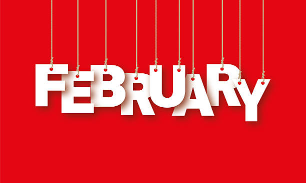 2월 단어 매달기 대한 로프 - february stock illustrations