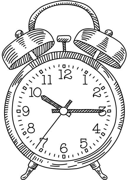 Alarm Clock Drawing Alarm clock in hand drawn style. time drawings stock illustrations