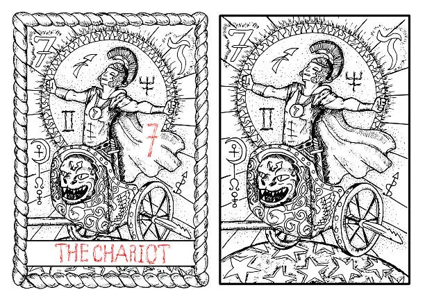 Vector illustration of The tarot card. The chariot
