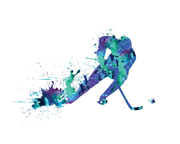 hockey player - sport winter speed skating speed stock illustrations