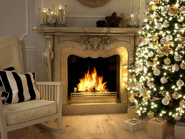 istock living room at Christmastime. 3d rendering 497542756