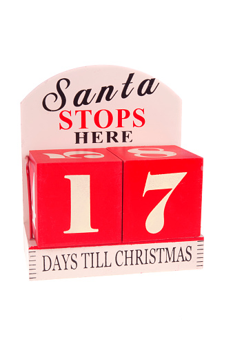 A christmas countdown ornament isolated on a white background