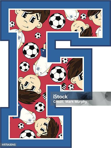 Soccer Football Boy Learning Letter F Stock Illustration - Download Image Now - Alphabet, Athleticism, Cartoon