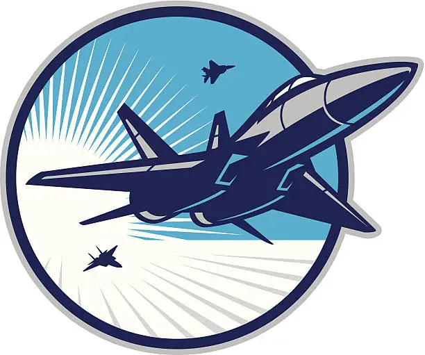 Vector illustration of Jet Fighter in Sky