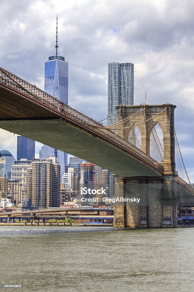 Brooklyn Bridge, New York City. - Zbiór zdjęć royalty-free (Amerykańska flaga)