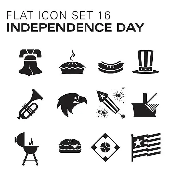 Vector illustration of Flat icons 16 - Independence Day/Summer