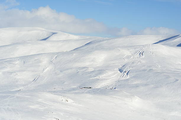 Empty chairlifts in a ski resort on a sunny day