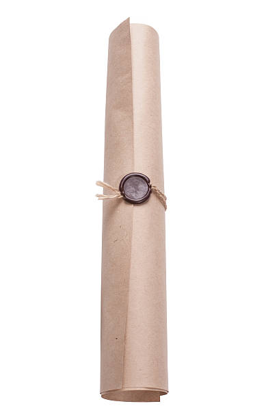 istock Blank paper roll with wax seal - Stock image 497544528