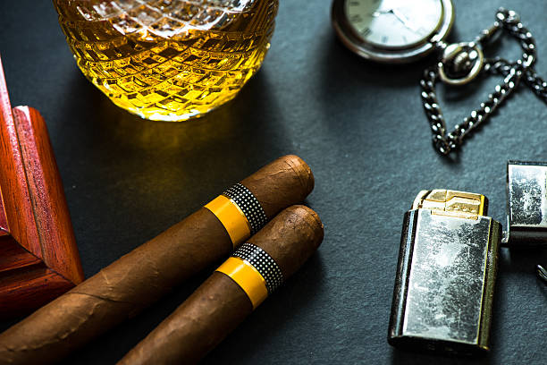 istock Cuban cigars with cognac and humidor 497544550