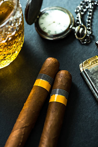 Cigar on brown background