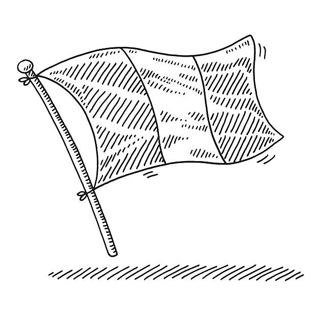 Flag Of France Drawing Hand-drawn vector drawing of a Flag Of France. Black-and-White sketch on a transparent background (.eps-file). Included files are EPS (v10) and Hi-Res JPG. french flag clip art stock illustrations