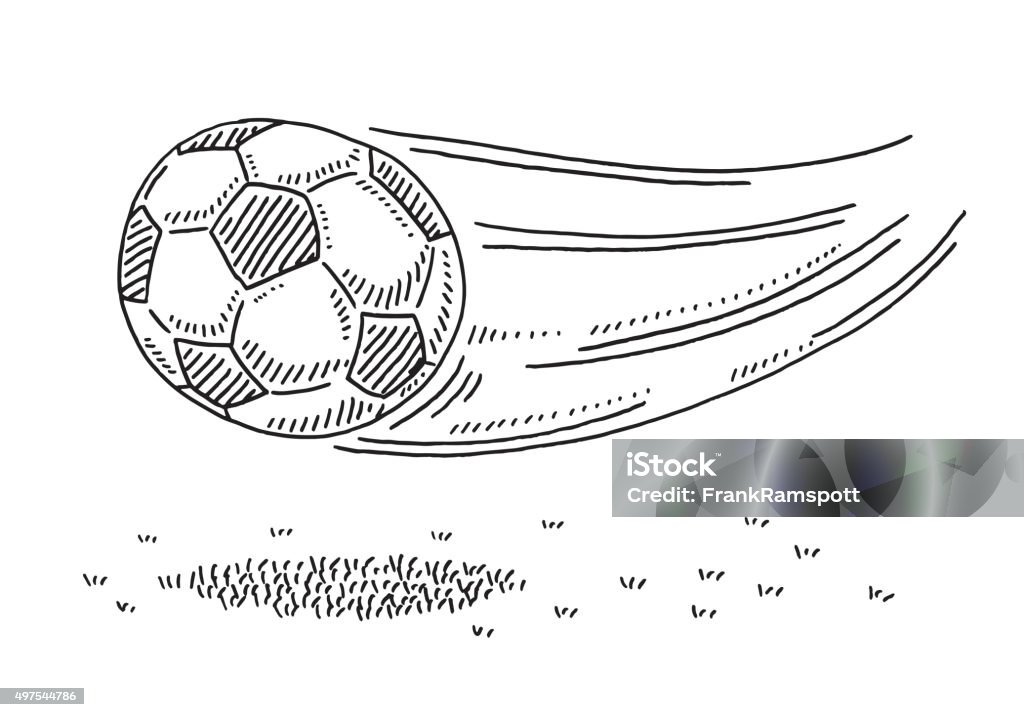 Flying Soccer Ball Drawing Hand-drawn vector drawing of a Flying Soccer Ball. Black-and-White sketch on a transparent background (.eps-file). Included files are EPS (v10) and Hi-Res JPG. Soccer stock vector