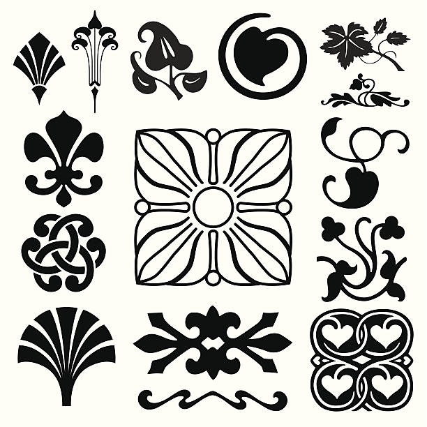 Retro ornaments collection Retro ornaments collection art nouveau stock illustrations