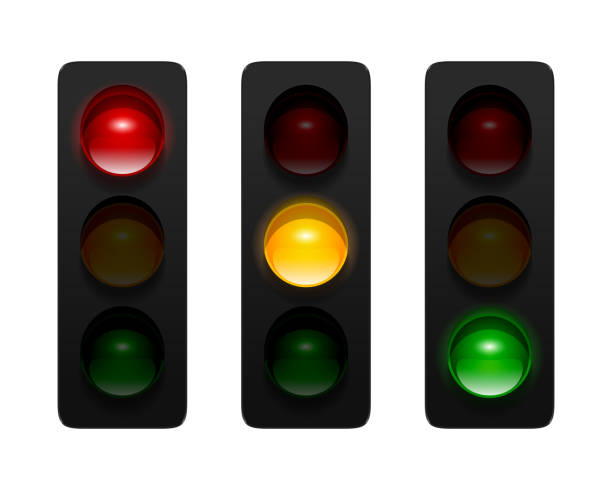 Traffic Lights Vector traffic signals with three aspects isolated on white background. Traffic lights icon set for your design. red light stock illustrations