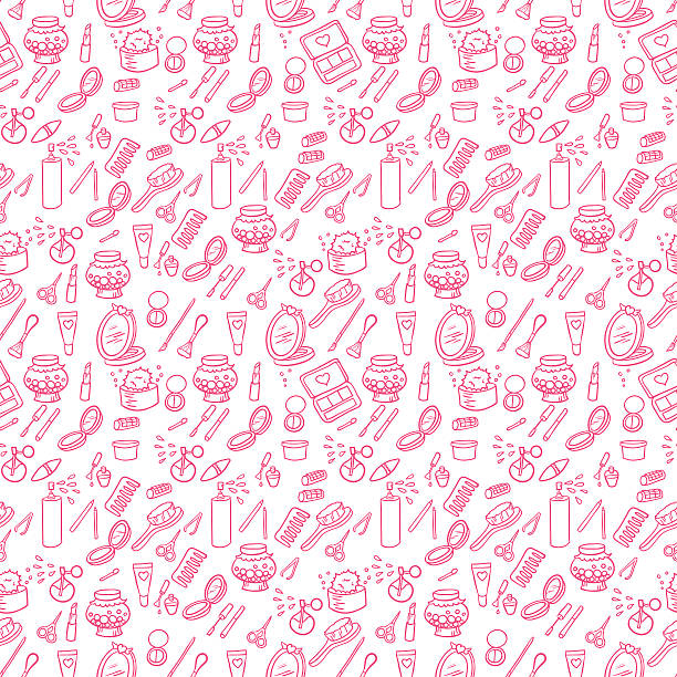 illustrations, cliparts, dessins animés et icônes de maquillage de mode motif - femininity pattern backgrounds beauty