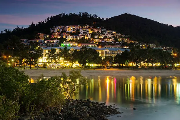 Hotels and houses behind Airlie Beach, Queensland,   Australia.