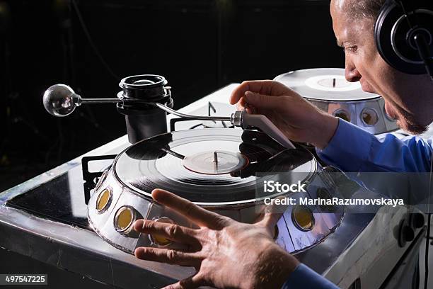 Nightclub Turntable Dj Playing On Vinyl Stock Photo - Download Image Now - Art, Art And Craft, Arts Culture and Entertainment