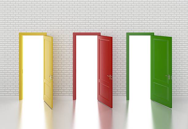 istock color door open on white wall ,3d 497548539