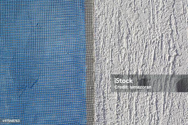 Wall Insulation Mortar Plaster Mesh Stock Photo - Download Image Now - Architecture, Backgrounds, Blue