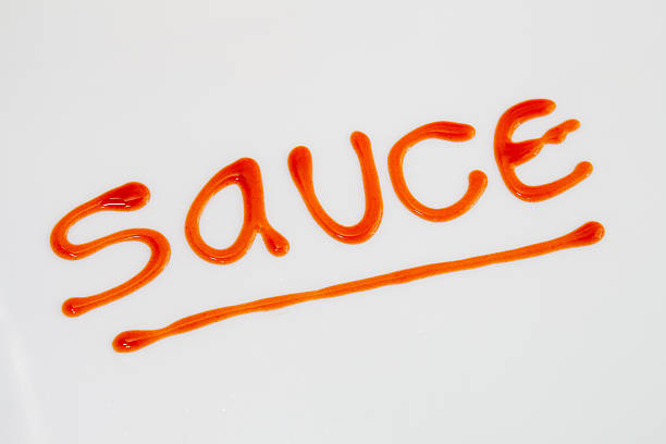 istock Chili sauce written word sauce. 497550115