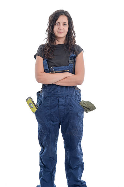 istock Worker woman with overalls. 497564086