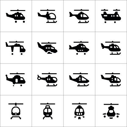 Set icons of helicopters isolated on white. This illustration - EPS10 vector file.