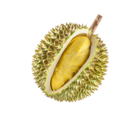 Fresh Malaysian durian, known as the king of fruits, displayed for sale